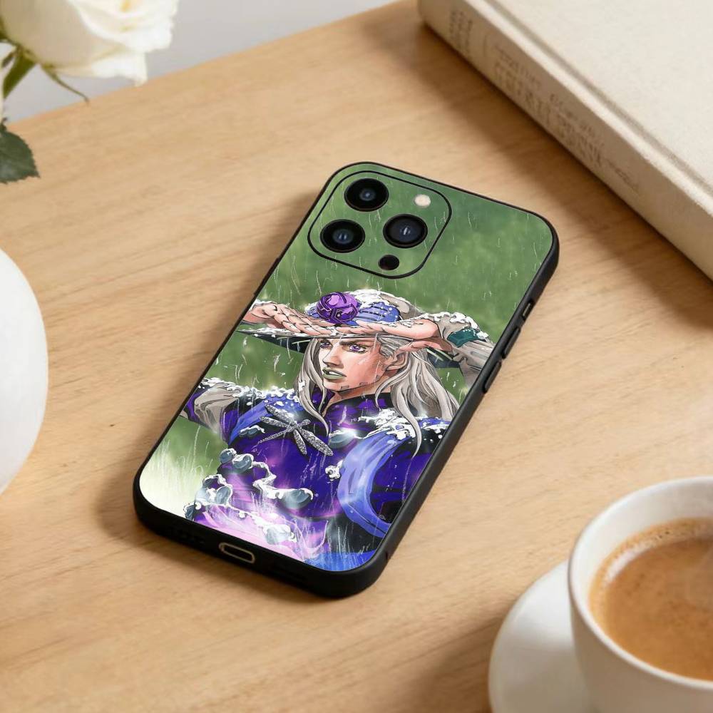 Чехол для телефона с аниме JoJo's Bizarre Adventure для iPhone 16, 15, 14, 13, 12, 17, Pro Max, Plus, силиконовый, черный