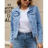 Женская модная тенденция с карманами на лацканах, однобортная короткая джинсовая куртка