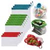 Reusable Mesh Bags Rope Vegetable Toys Storage Pouch Fruit & Grocery Bags 12PC