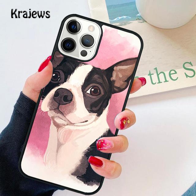 Boston Terrier Dog Puppy soft Phone Case Cover For iPhone 17 Air 16 15 14 plus 11 12 13 pro max coque Shell Fundas
