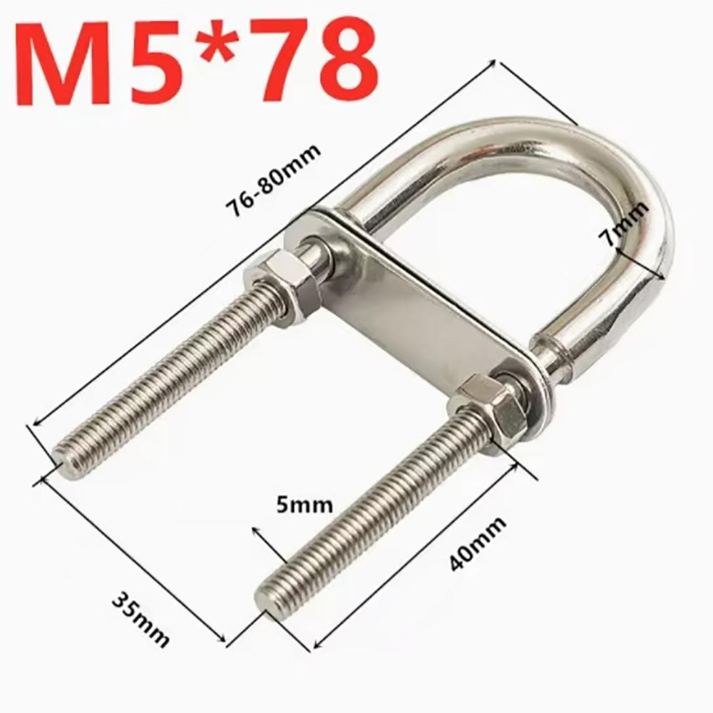 1Pcs Bow Stern Marine U-bolt Metal Screw Pads Boat Hardware with Nut 304 Stainless Steel Eye Rope Rigging Yacht Accessories