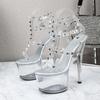 Women's Rivet Sexy Clear Heel Sandals - Platform Dance Shoes for Women, Nightclub & Party, Chunky High Heels