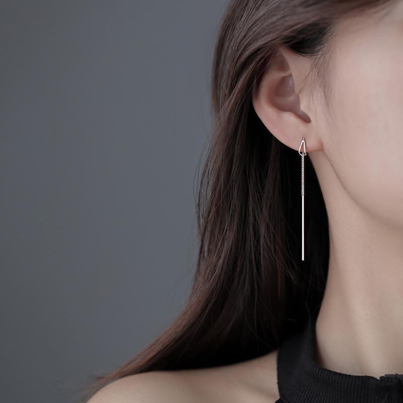 Серьги-кисточки из простой цепочки-коробки для женщин, длинные подвесные серьги, аксессуары для пирсинга, тонкие мини-украшения для ушей CLE