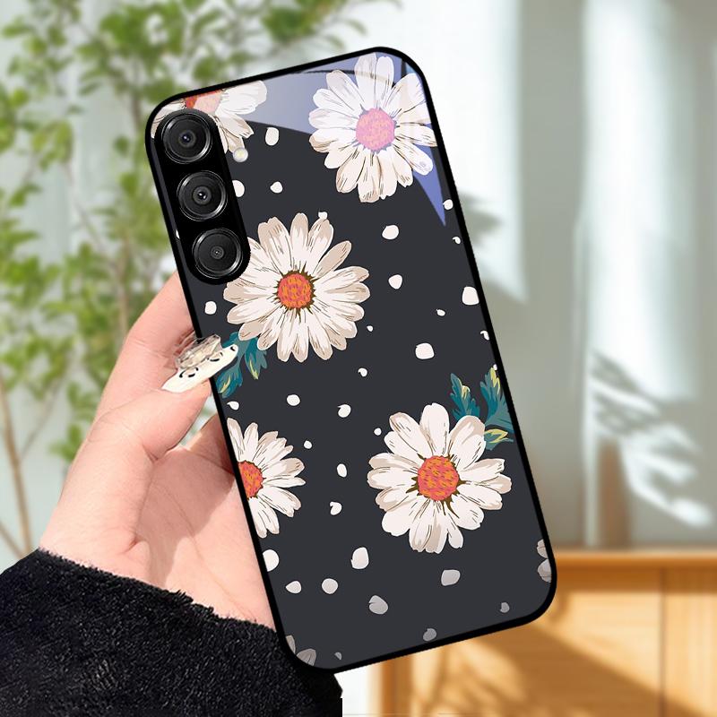 Для Samsung A25 A26 Милый чехол A35 A36 A55 A56 5G Закаленное стекло Чехол для телефона Для Galaxy A15 4G 5G Жесткий ПК Стекло Защитный Fundas