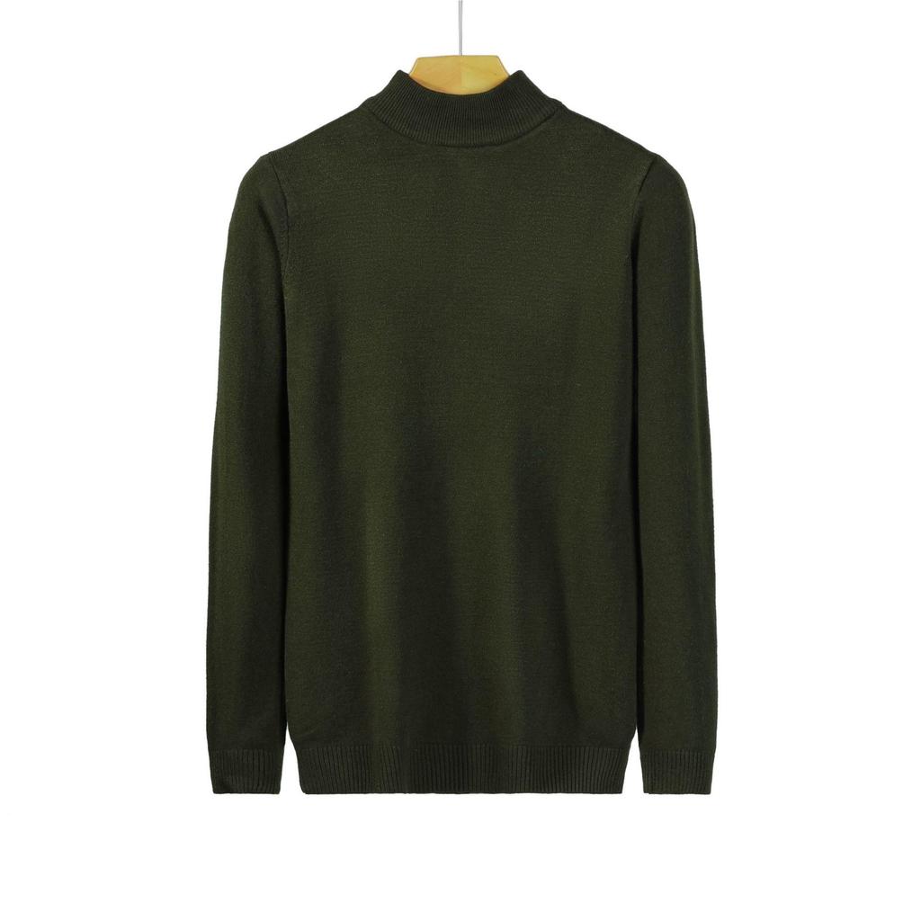 2024 Autumn/Winter Men's Youth Half Turtleneck Knitted Sweater - Casual Mid-Neck Top