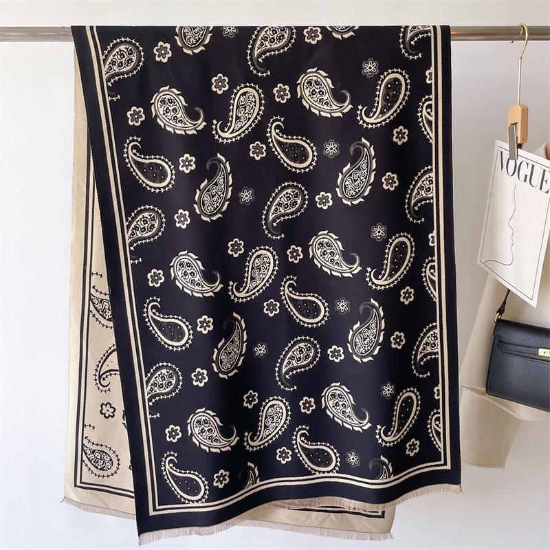 Fashion Winter Warm Cashmere Scarf for Women Design Shawls and Wraps Bufandas Thick Pashmina Blanket Poncho Tassel Echarpe