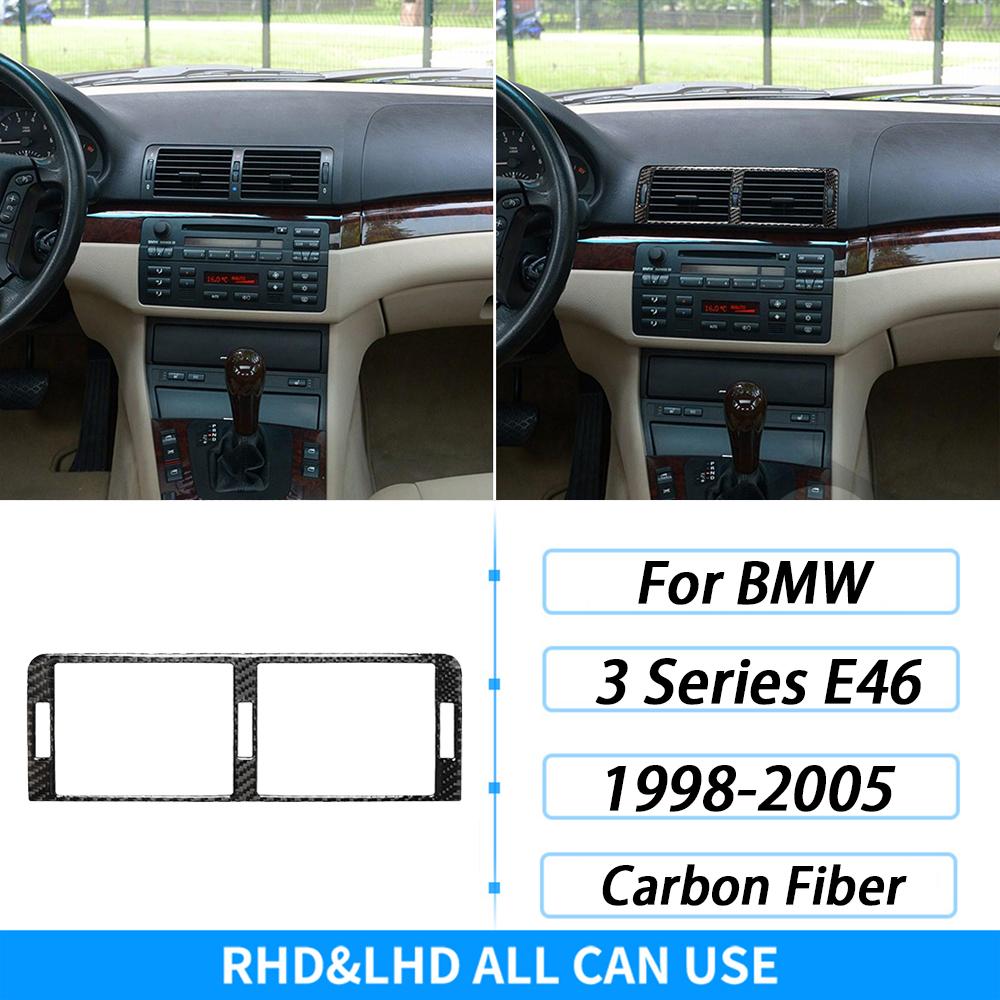For BMW 3 Series E46 M3 1998-2006 Real Carbon Fiber Gear Shift Air Outlet Vent Window Lift Dashboard Set Car Interior Sticker
