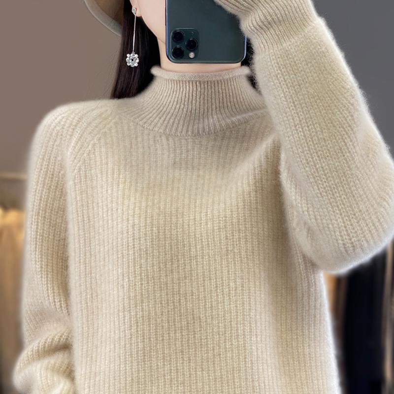 Женский кашемировый свитер Qinghe Cashmere 30% кашемир 70% шерсть Осень и Зима Кашемировый плотный пуловер Мягкий и теплый