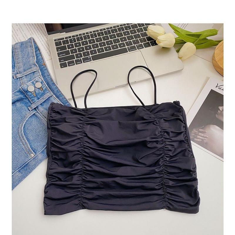 Spice Girl представляет майку-топ с подушечками для груди и халтер-дизайном для женщин, сочетающуюся со стройнящим и облегающим однотонным топом-бандо с грудью