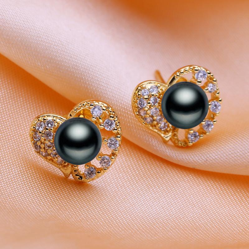 seniko Серьги-гвоздики с натуральным пресноводным жемчугом для женщин и друзей, модные серьги-гвоздики в форме сердца золотого цвета, подарок на день рождения