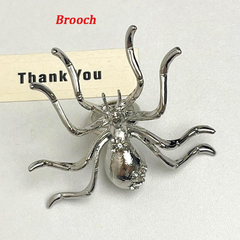 Exaggerated Rhinestone Metal Giant Spider Pendant Necklace Women's 2025 New Vintage Choker Ring Brooch Punk Party Jewelry Access