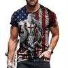Knight US Flag Print Polo Shirt, Stylish Casual Top For Men