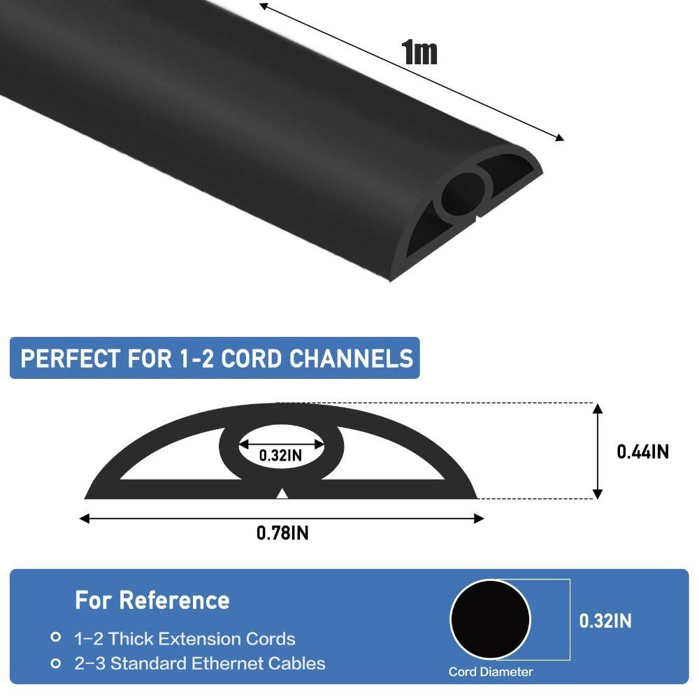 Professional Self Adhesive Floor Cord Cover PVC Trimmable Wire Hider Flexible Low Profile Power Cord Protector Home Office