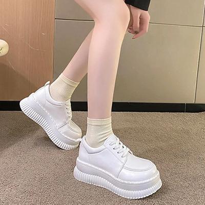 Весенние женские туфли-лоферы на плоской платформе, модные неглубокие женские туфли на шнуровке из кожи, повседневные туфли Мэри Джейн на толстой подошве