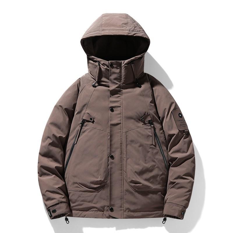 Mens Warm Puffer Jacket With Hood Thick Duck Down Outdoor Casual Workwear Winter Coat