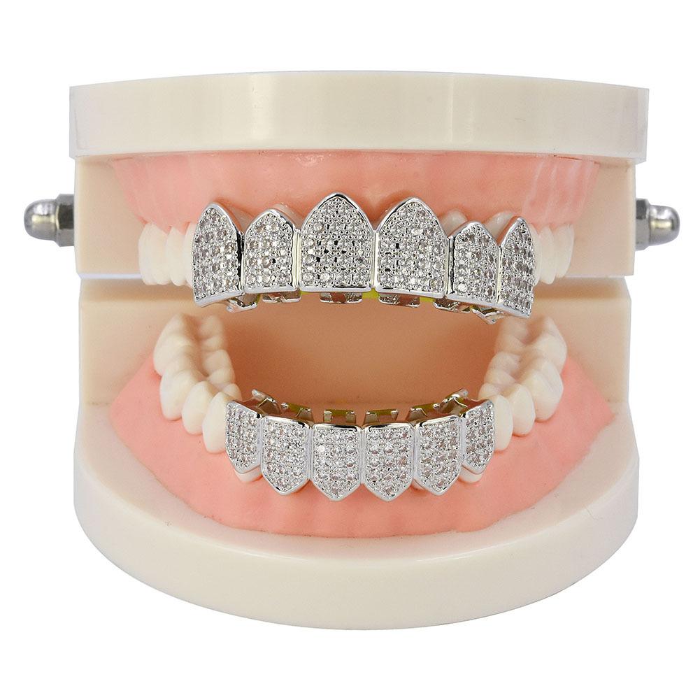 WISH Micro Inlaid Gold Teeth Set Sharp Teeth Vampire Teeth Hip Hop Accessories Teeth Set Factory