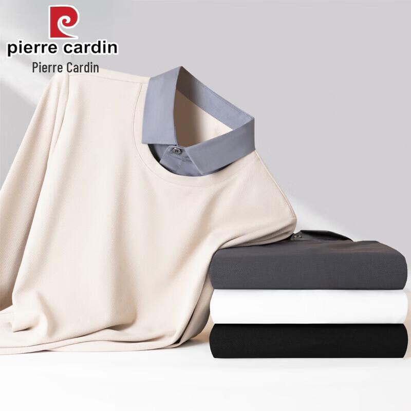Pierre Cardin Мужская вязаная рубашка с длинным рукавом, имитация двойки