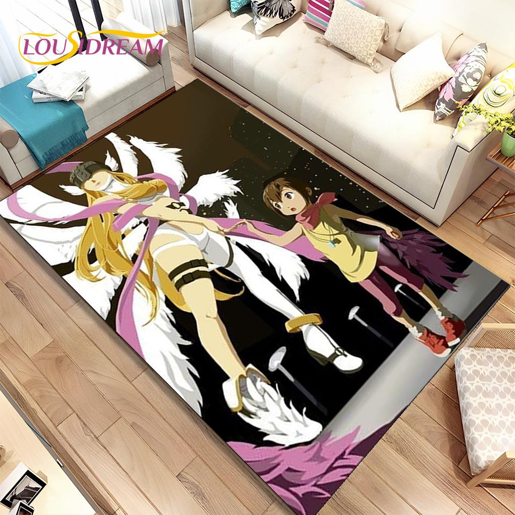 Cartoon Digimon Adventure Area Rug Large,Carpet Rug for Living Room Bedroom Sofa Doormat Decoration, Non-slip Floor Mat Cover 3D