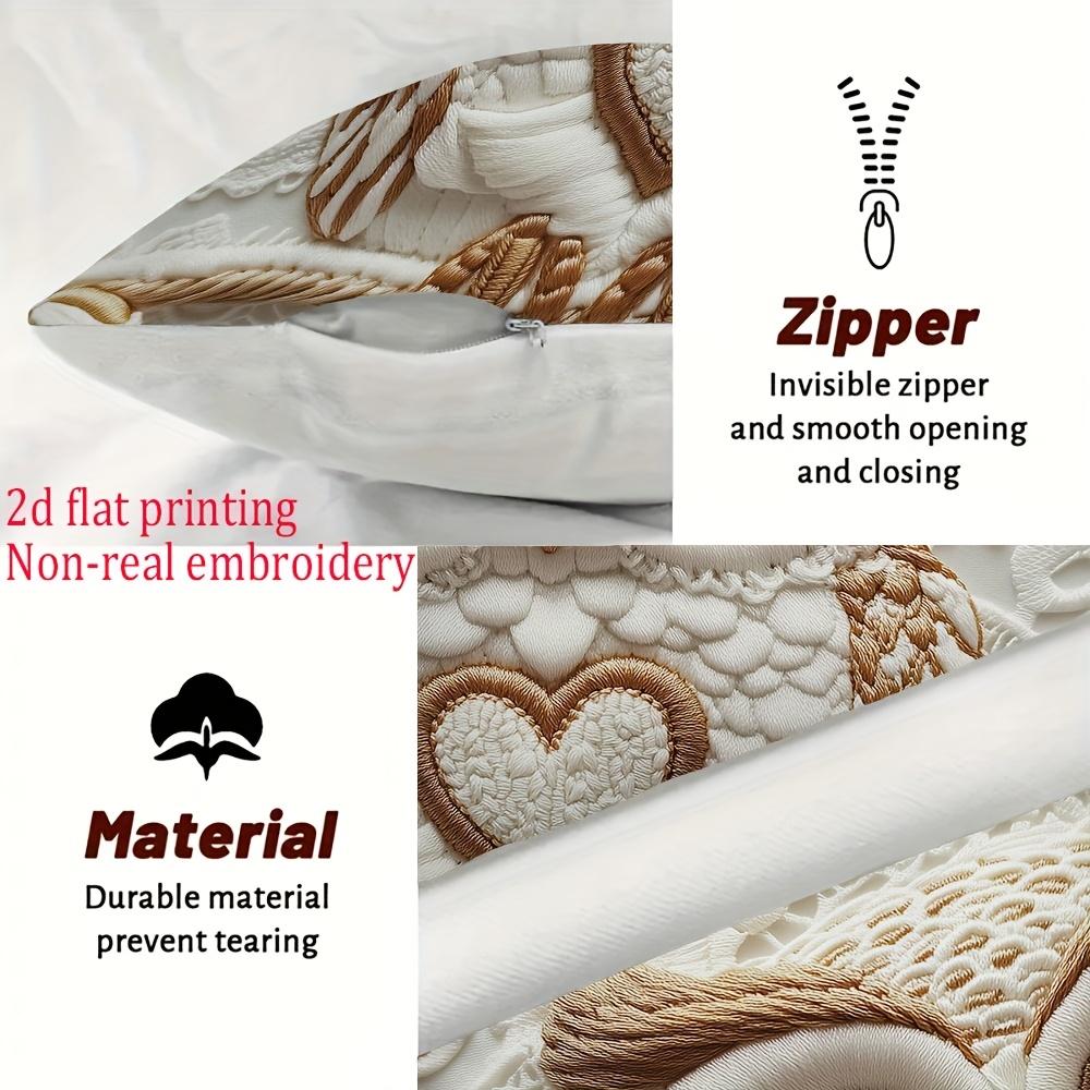 Short Plush 2D Flat Printing Owl Love Throw Pillow Covers, Zippered Polyester Comfortable Decor Pillowcases,