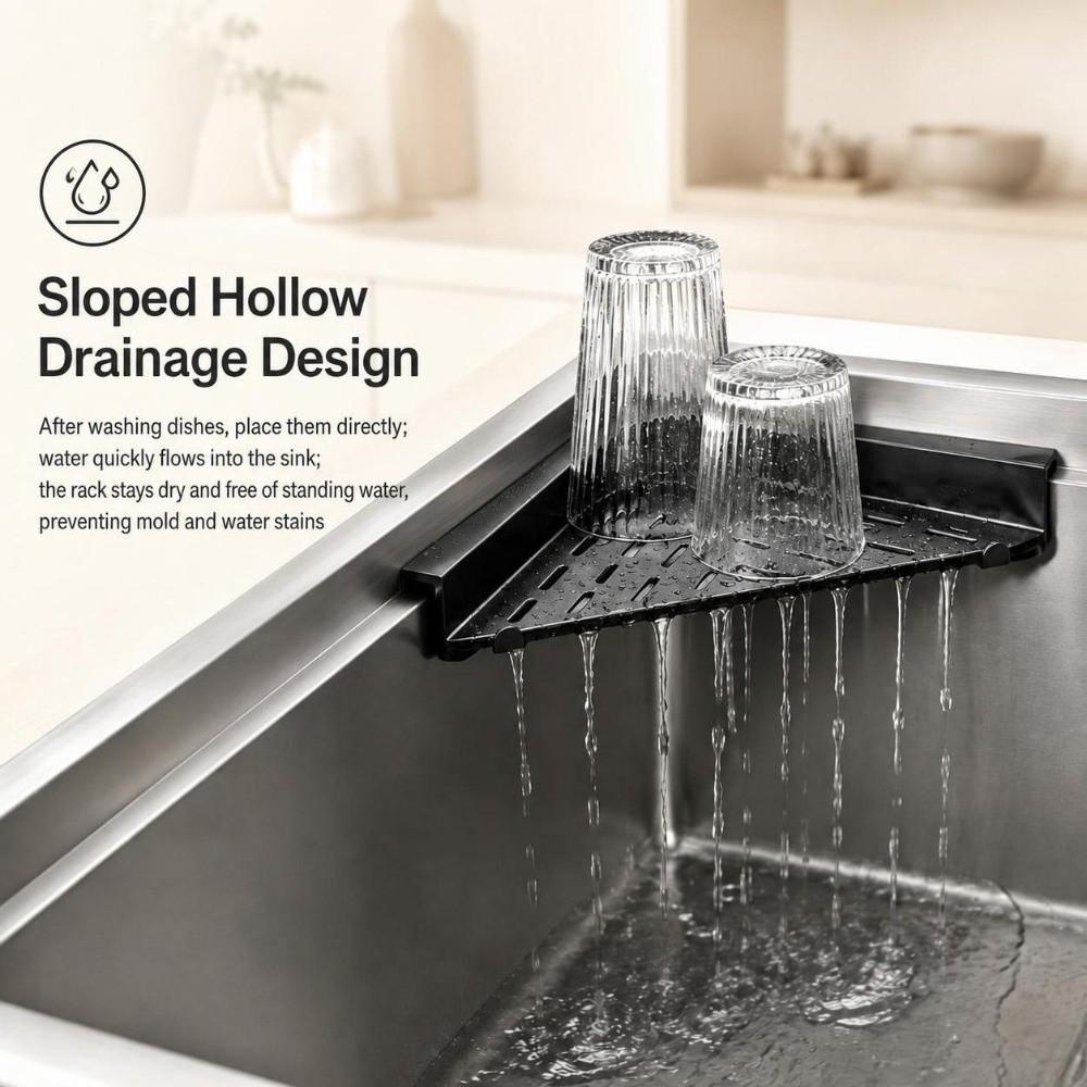 Large Capacity Sink Dish Drying Rack Non-Slip Kitchen Sink Storage Shelf for Kitchen Utensil