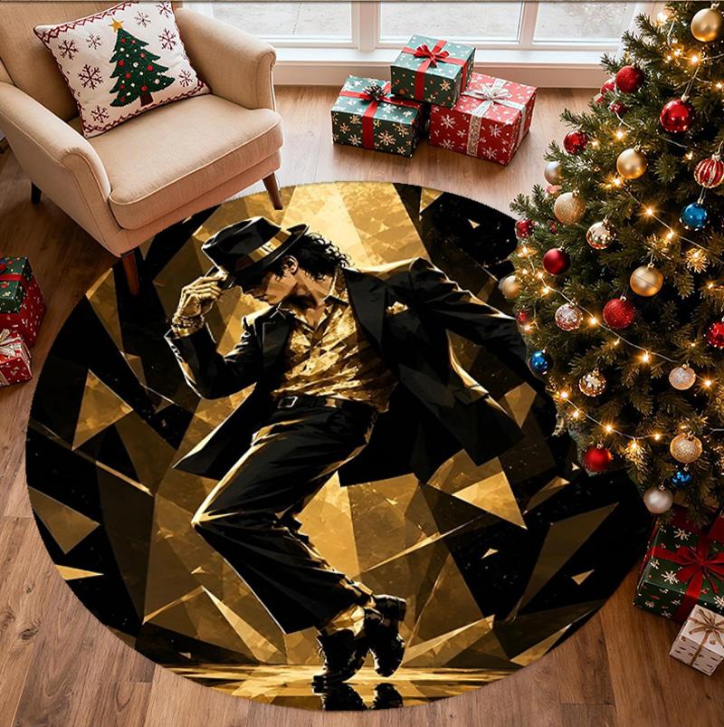Michael Jackson Pattern Round Rug, Indoor/Outdoor Mat, for Picnic, Gameroom, Bedroom, Office, Living Room, Home Decor Carpet, Birthday Gift