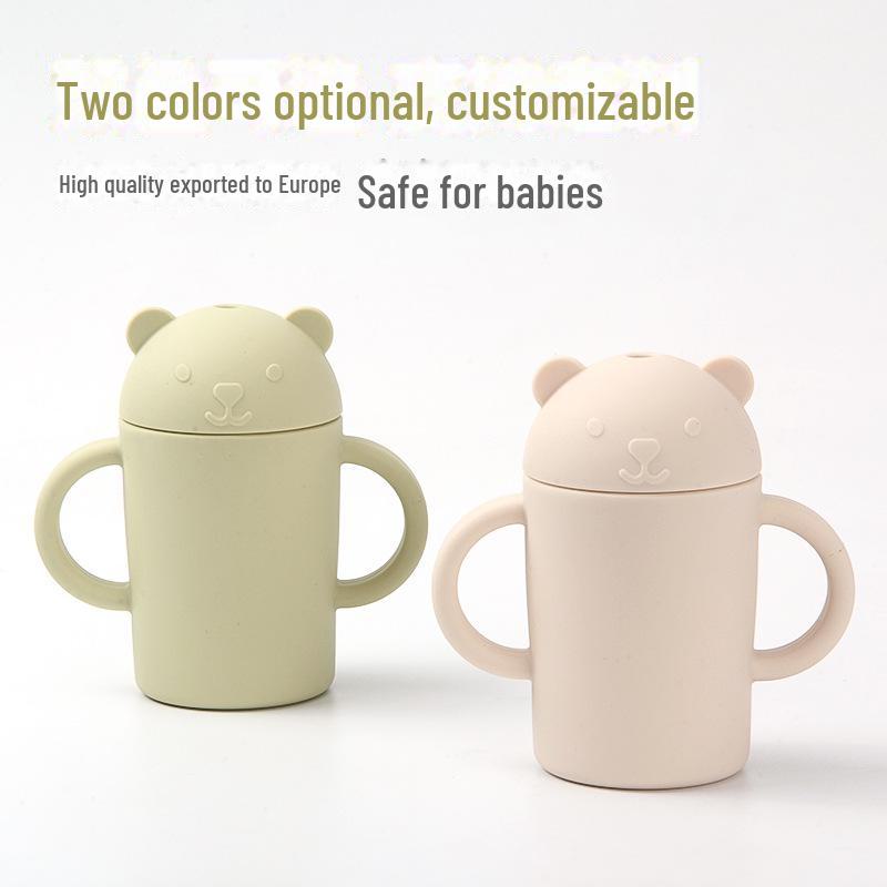 Детский силиконовый поильник с трубочкой для обучения питью, пищевой, устойчивый к падениям, съемный и моющийся, подходит для детей.