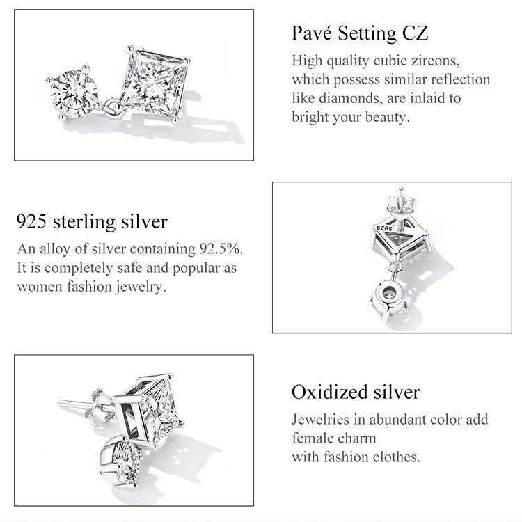 Женские серьги-гвоздики BAMOER из стерлингового серебра 925 пробы с нежным кубическим цирконием, изящные роскошные серьги-гвоздики для девочек, изысканные ювелирные изделия Gitf