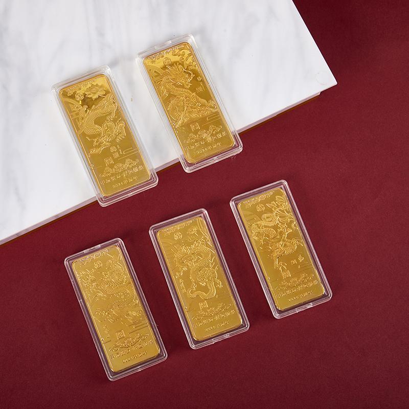 Золотой слиток Дракон Зодиак Традиционный китайский Золотой слиток Бизнес Коллекция Декорация Ювелирное изделие