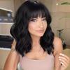 Synthetic Black Wigs With Bangs Short Wavy Curly Wigs for Women Daily Cosplay Natural Bob Hair Heat Resistant Fiber Wig