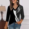 3/4 Sleeve Shirts For Women  Print Graphic Tees Blouses Casual Plus Size Basic Tops Pullover