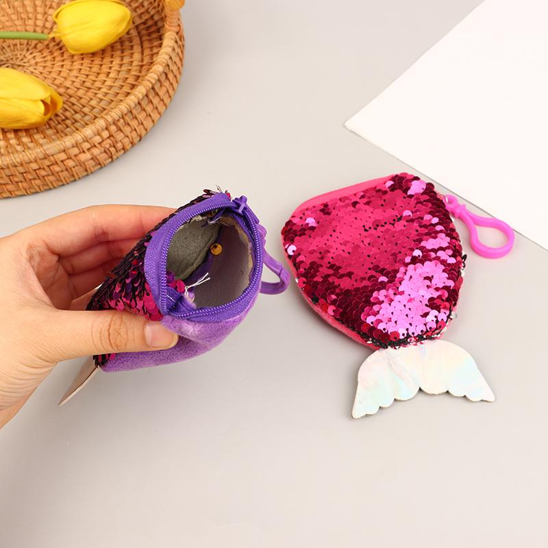 Lovely Sequined Mermaid Tail Coin Purse Cute Small Wallet Money Change Pouch Earphone Storage Bags For Children Gifts