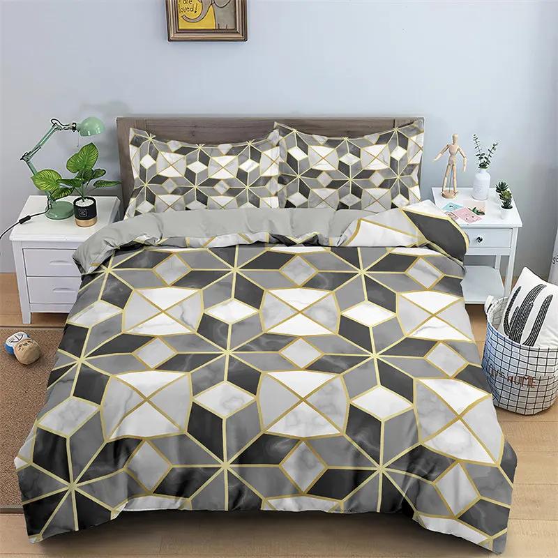 Geometric Duvet Cover Microfiber King Queen Full Twin Bedding Set For Kids Teen Adult Bedroom Decor Abstract Pattern Quilt Cover