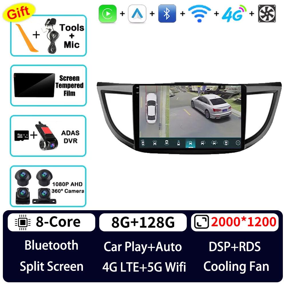 Autoradio Android 16 pour Honda CRV CR-V 4 RM RE 2011 - 2018, lecteur multimédia GPS, unité principale Navi, Carplay sans fil, stéréo DSP RDS