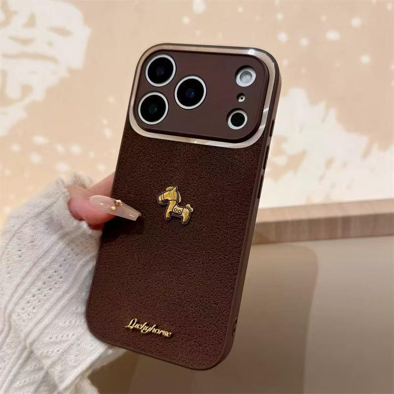 Коричневый чехол-подвеска "Лунный кратер Маленькая лошадка" для iPhone 17 Pro Max - Подходит для Apple 16, 15, 14, Подходит для мужчин и женщин