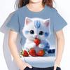 Детская одежда 3D-принт Kawaii Cat Pattern Футболки с коротким рукавом Топы 2024 Детская одежда Одежда для девочек и мальчиков от 2 до 8 лет