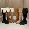 Женские длинные ботфорты на высоком каблуке с флисовой подкладкой для осени/зимы