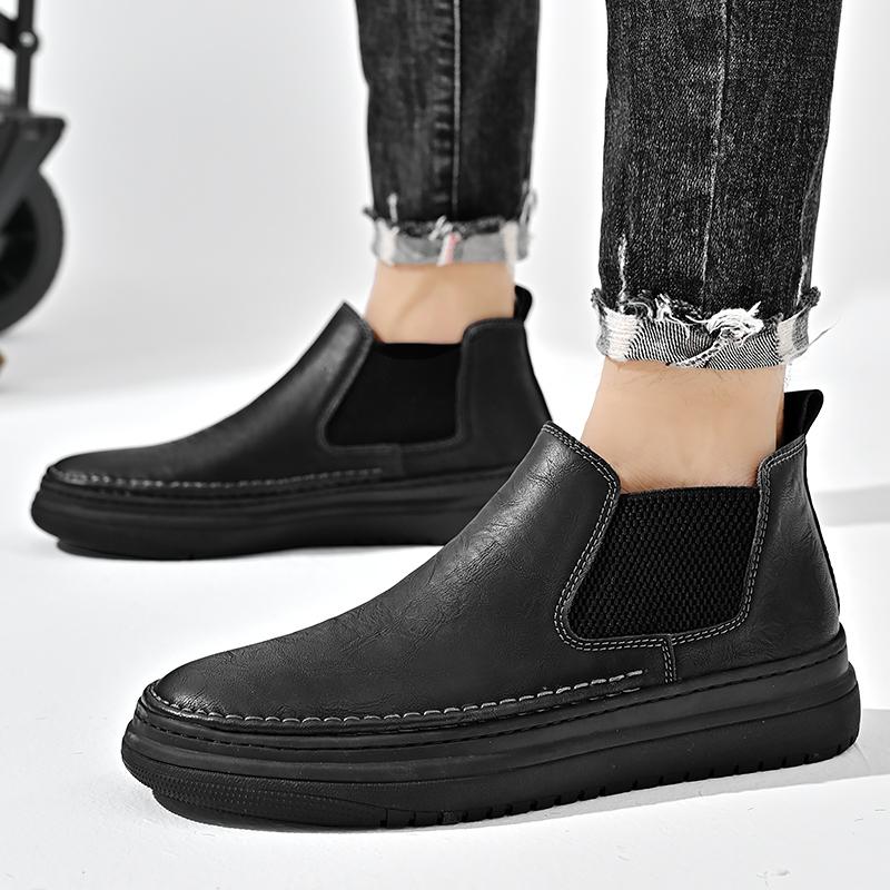 British Style Chelsea Boots Men Ankel Shoes Business Dress Boots New Autumn/Winter Khaki/black Comfortable Chelsea Short Boots