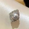 Роскошное кольцо с жемчугом и слегка инкрустированным бриллиантом, женское французское ретро-кольцо высокого класса