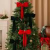 Flocking Christmas Bow Decoration Soft Butterfly Large Bow Decor Giant Bow Red Green Hanging Bowknot Christmas Party