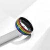 Stainless Steel Multicolour Rainbow Rings Enamel Finger Knuckle Bands Unisex Couple Rings  Woman