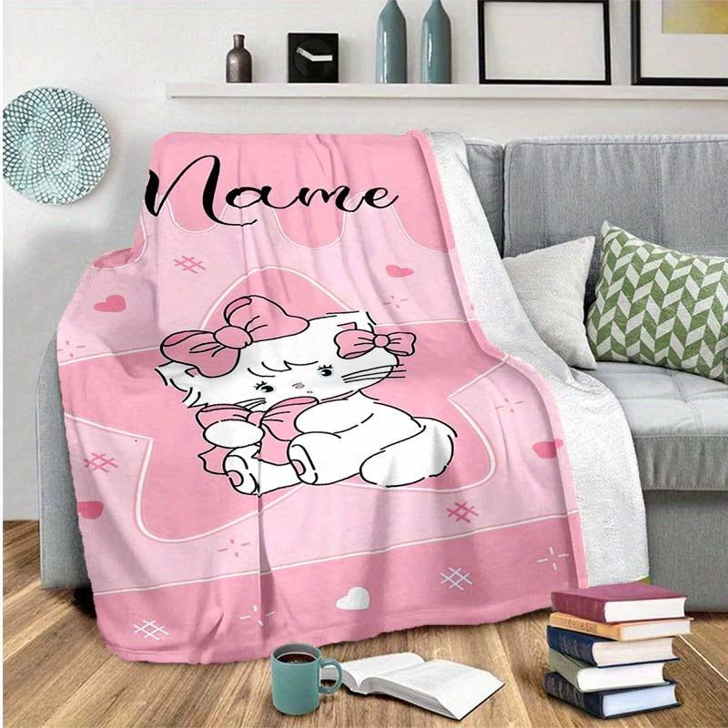 Bow Cat Customize Your Name Blanket Warm Comfortable And Soft Blankets Are Suitable For Home Lunch Break Blanket Office Sofa Sofa Gift To Relatives