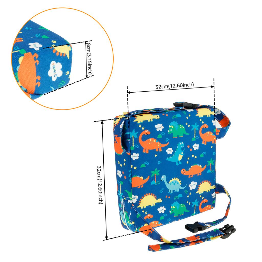 Non Slip Kids Booster Seat Child Dining Table Booster Seat with Adjustable Safety Belt & Fastening Strap Cartoon Booster Cushion