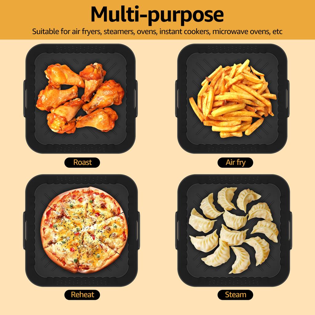 2/4 шт. Силиконовые вкладыши для аэрофритюрницы, антипригарная корзина для аэрофритюрницы, многоразовый силиконовый горшок, противень для выпечки, аксессуары для аэрофритюрницы 5-8 кварт