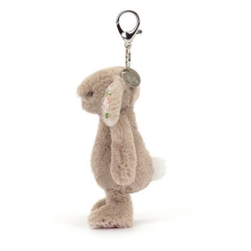 Jellycat Rabbit Soft Plush Keyring With Flowered Ears For Gift Shop