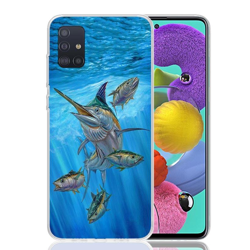 Offshore Angling Fishing Fish Rod Phone Case For Samsung Galaxy A52 A32 A22 A12 A02S A50S A30S A51 A31 AA71 Note 20 Ultra 10 S10