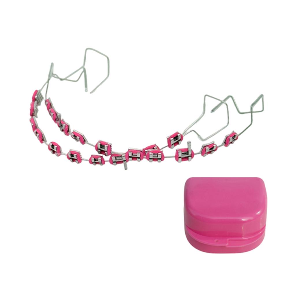 2 шт. Модные стоматологические накладные брекеты Металлические дуги Брекет Временное украшение зубов Ортодонтические лигатурные резинки для ежедневной защиты зубов