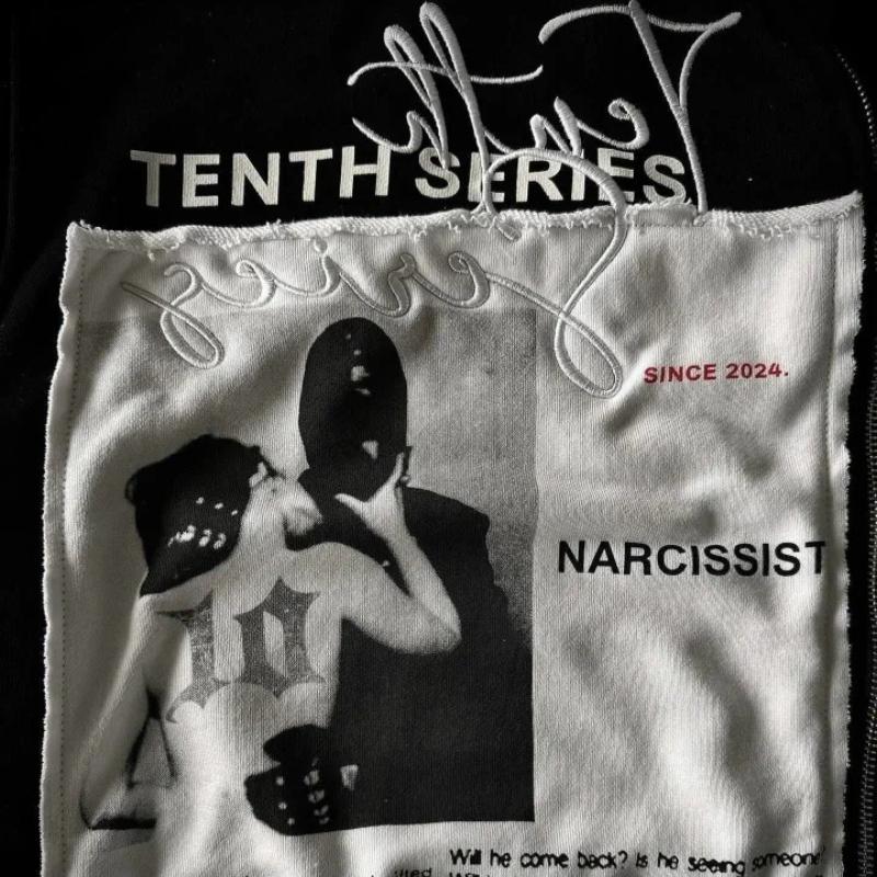 Толстовка с капюшоном в стиле хип-хоп и вышивкой в стиле 2000-х годов с принтом и вышивкой в стиле пэчворк