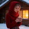 Женская шапка однотонная на кулиске теплая зимняя вязаная шапка свободного кроя шапка-пуловер головной убор для активного отдыха и путешествий
