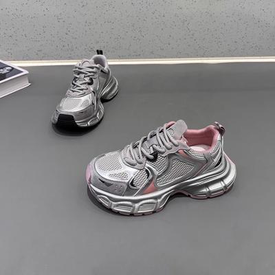 Весенние новые повседневные туфли Daddy из натуральной кожи, женские дышащие кроссовки на платформе, универсальные, в стиле ретро