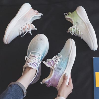 Женская обувь Летом Новая Сетчатая Дышащая Летающая Вязаная Повседневная Универсальная Меняющая Цвет Спортивная обувь